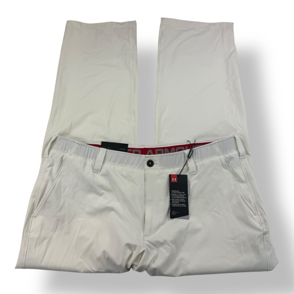 Under Armour Men's 40x32‎ White Loose Fit Flat Front Performance Golf Pants NWT